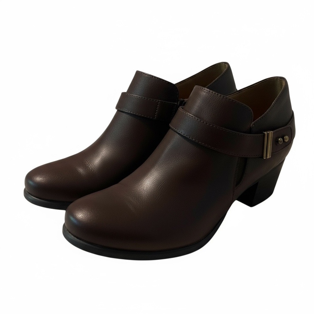 Natural Soul by Naturalizer Brown Leather Ankle BootiesLow Heel Comfort  Size 10